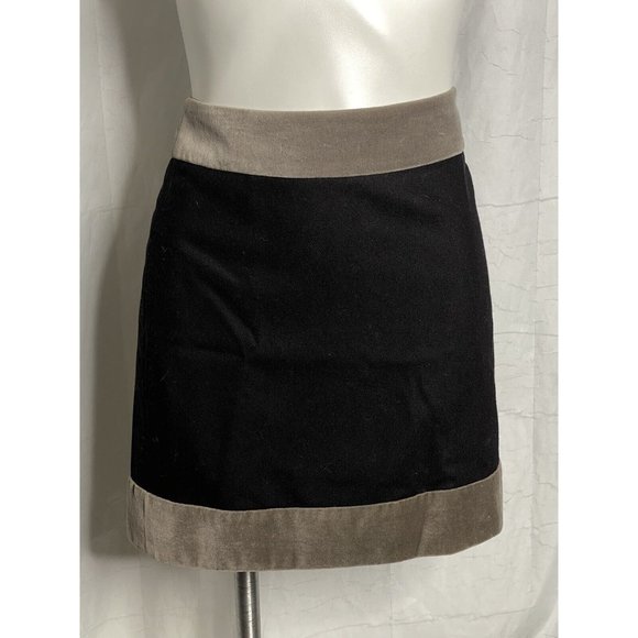 Kenneth Cole Mini Skirt Black Grey Wool Velvet Like Block 6 Above Knee Zips - Picture 10 of 12
